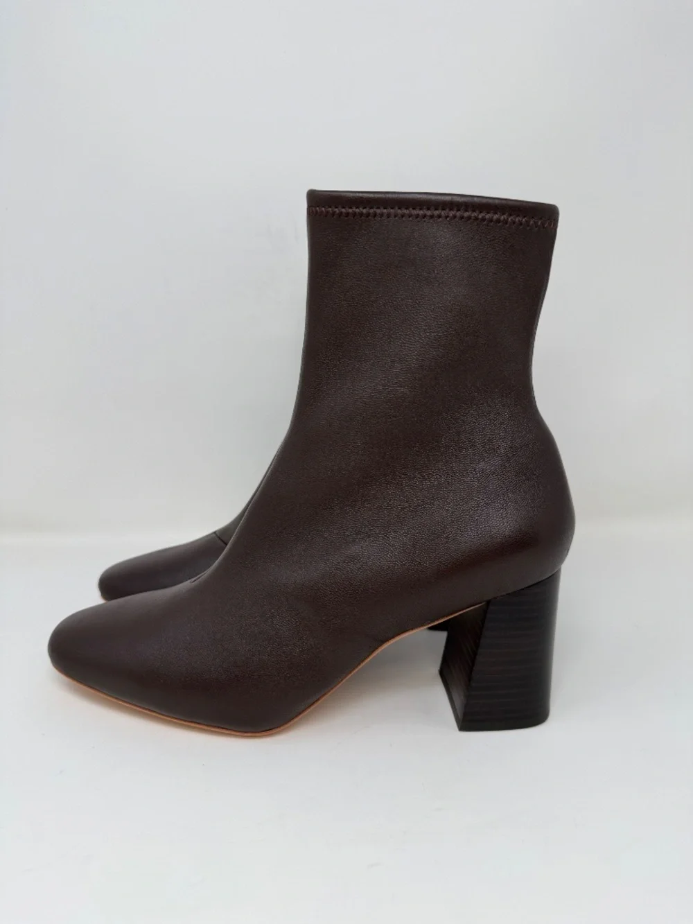New Loeffler Randall Elise Brown Leather Stretch Bootie Sz 9.5